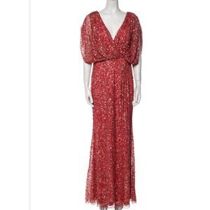 Mac Duggal Red Sequin Maxi Dress